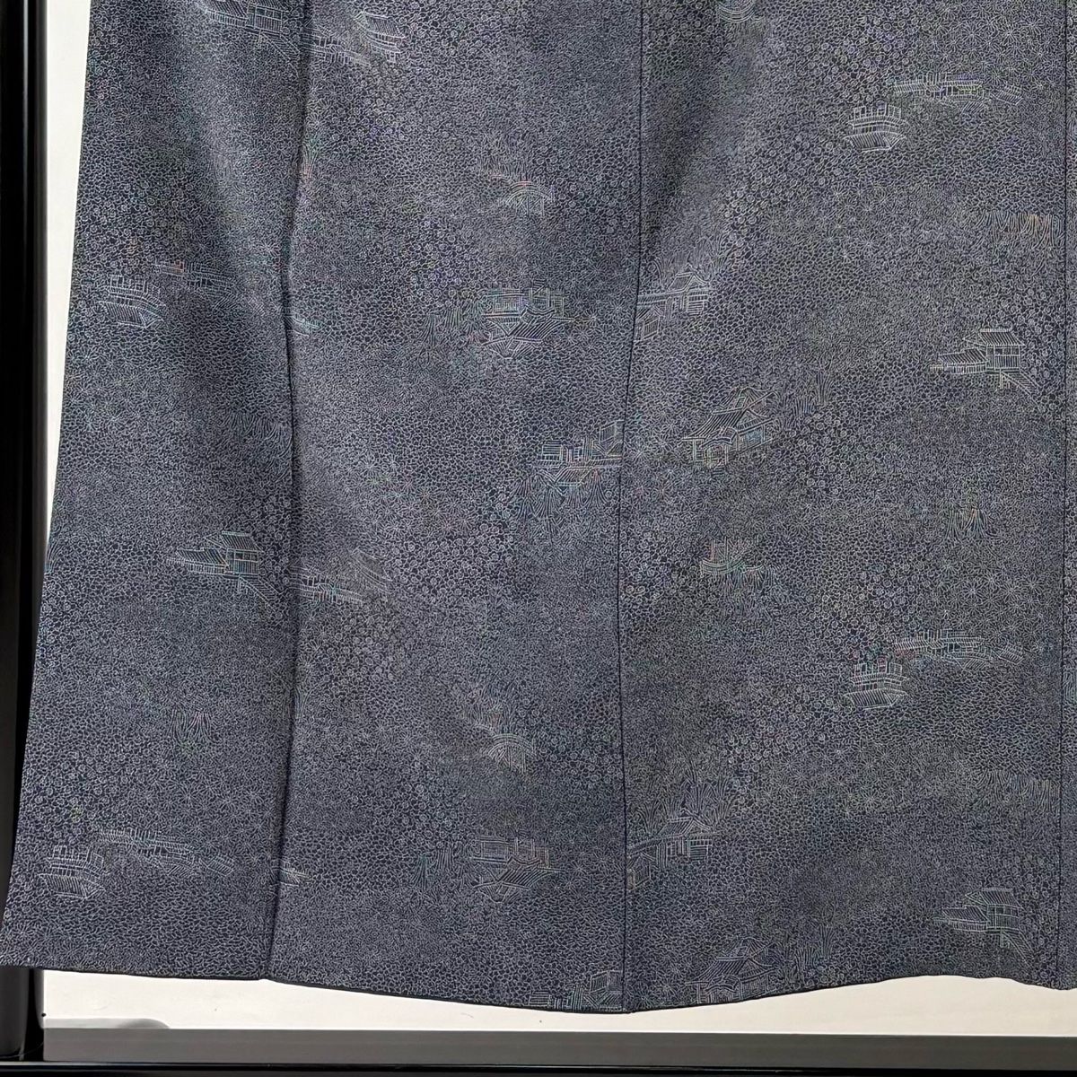 江戸小紋 身丈153 5 cm 裄丈63 S 袷 建物 梅 紺色 正絹
