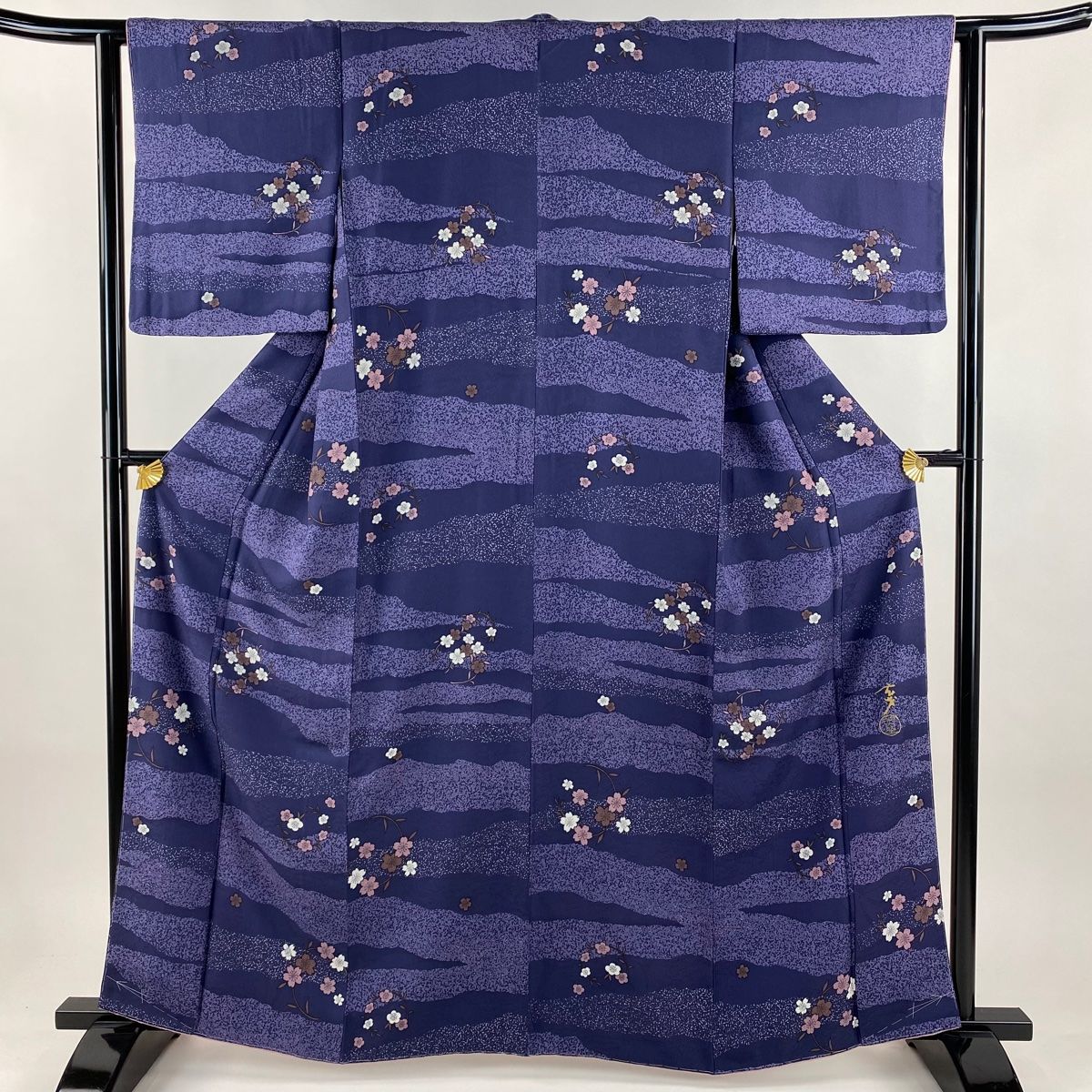 小紋 身丈163 cm 裄丈63 S 袷 大久保玄才 落款 花丸文 霞 紫 正絹