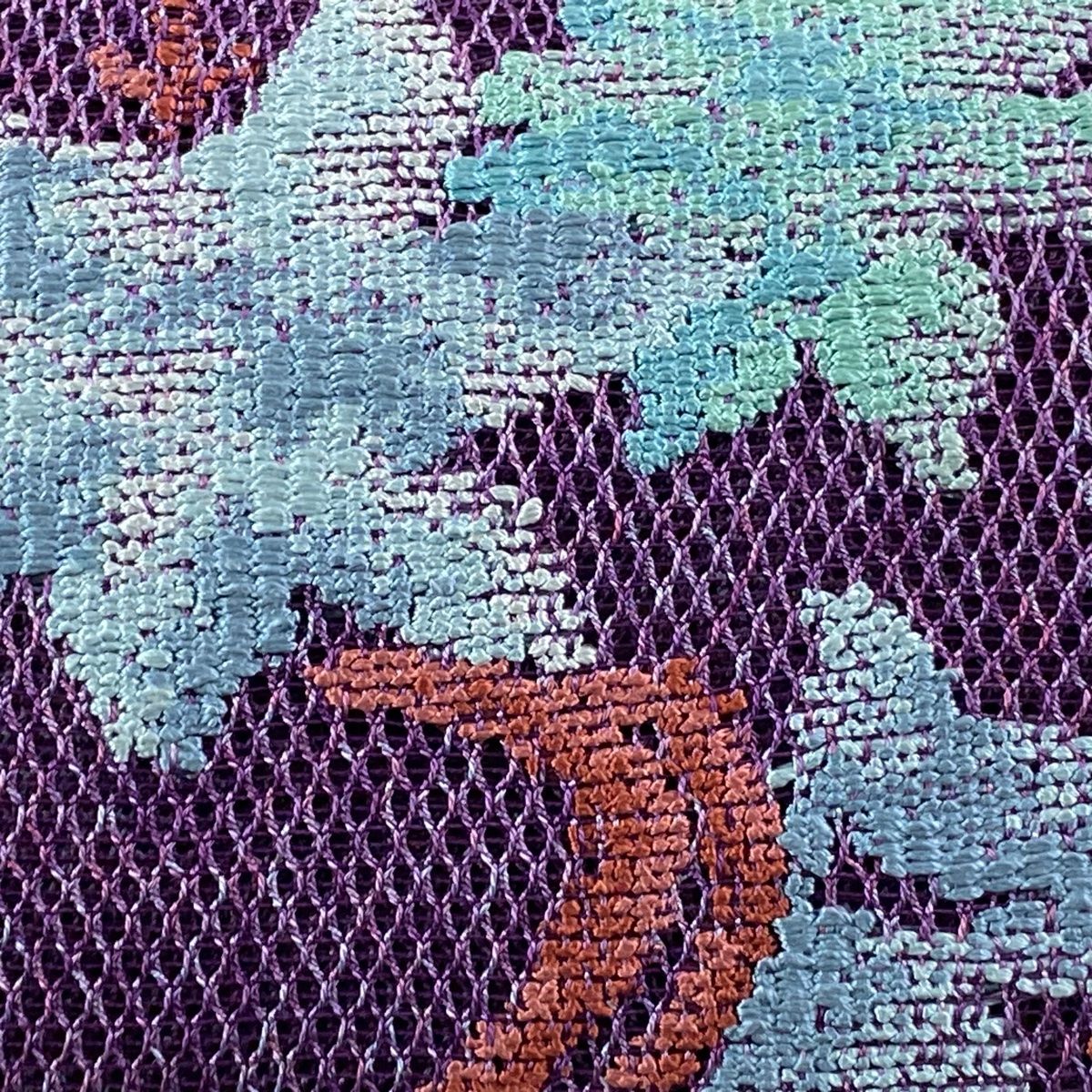 名古屋帯 秀品 夏帯 八寸名古屋帯 松葉仕立て トンネル仕立て 楓 紫 正絹