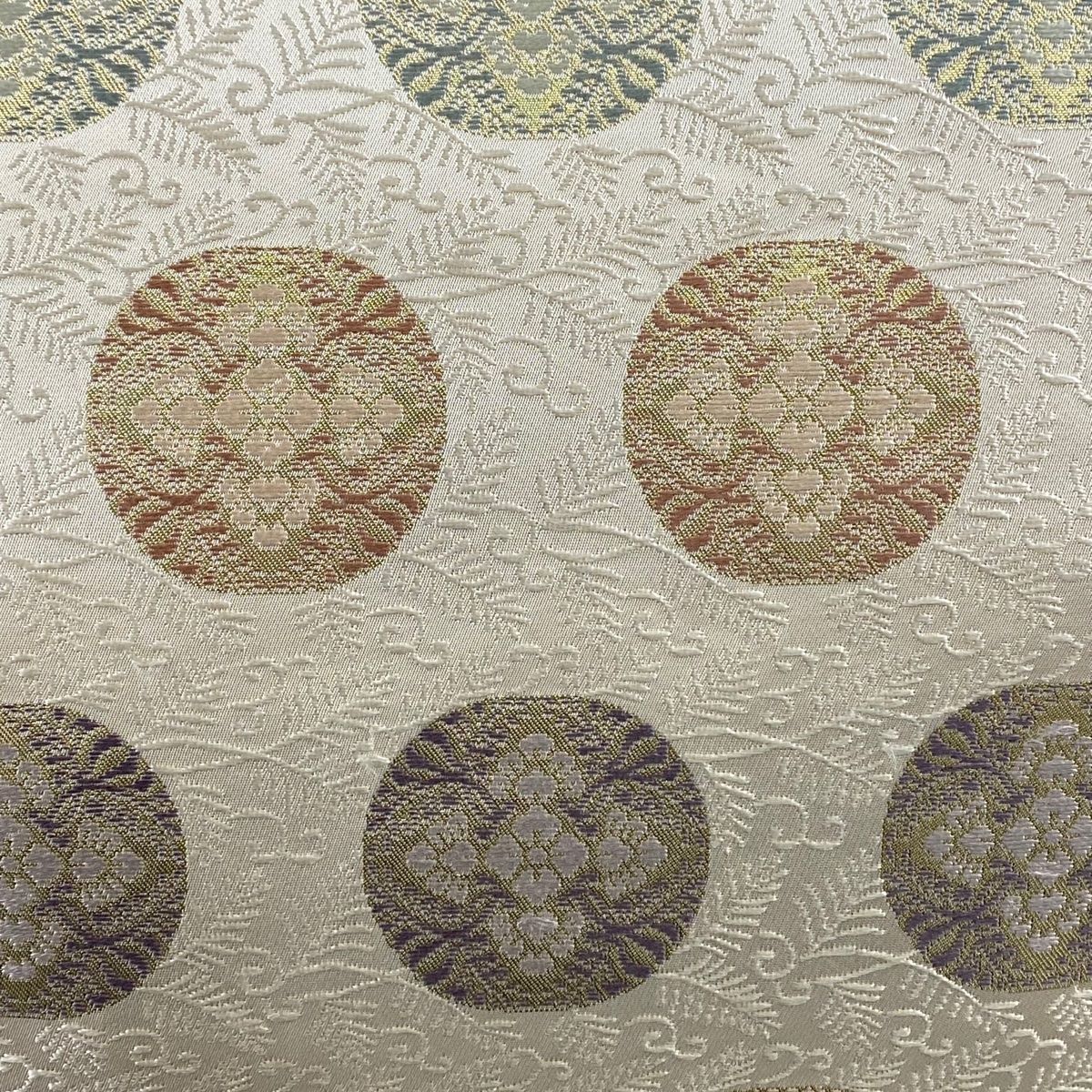 名古屋帯 秀品 丸文 華文 箔 クリーム 正絹