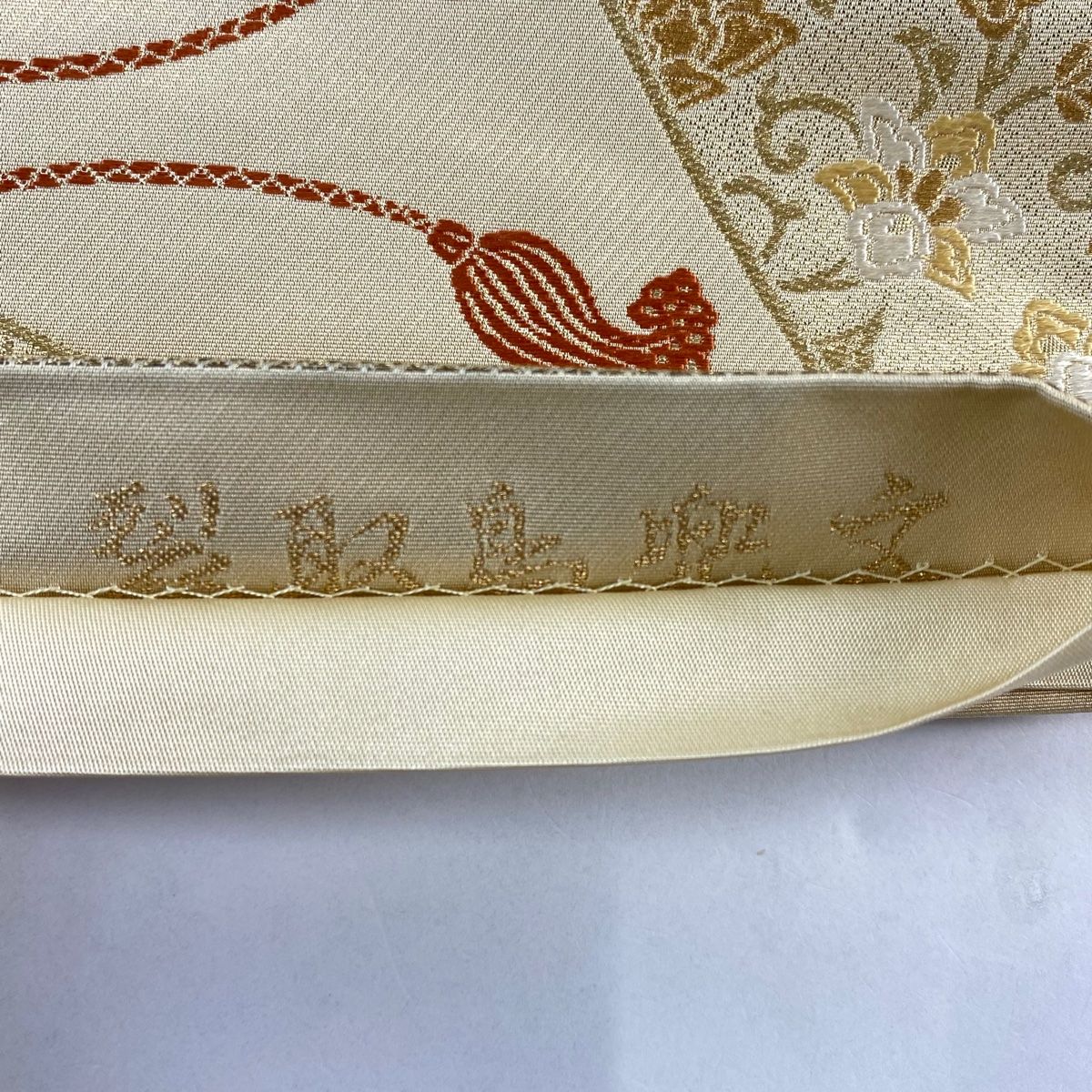 袋帯　蜀江紋　フォーマル　金糸　ベージュ　着物　帯　006k 袋帯 蜀江紋 フォーマル 金糸 ベージュ 着物 帯 006k