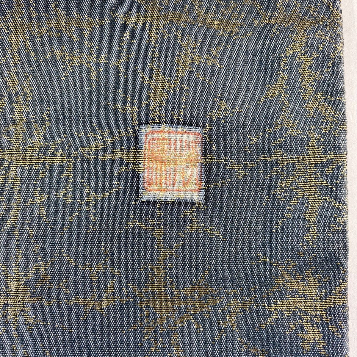 美品】 袋帯 秀品 落款 辻が花 金糸 青緑 お太鼓柄 正絹 【中古