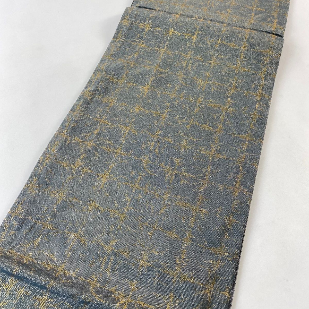 美品】 袋帯 秀品 落款 辻が花 金糸 青緑 お太鼓柄 正絹 【中古