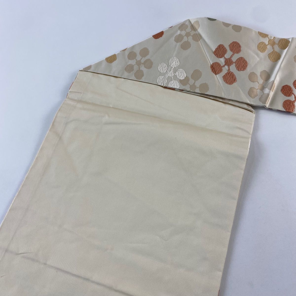  名古屋帯 秀品 鉢梅 金糸 クリーム 正絹 名古屋帯 帯