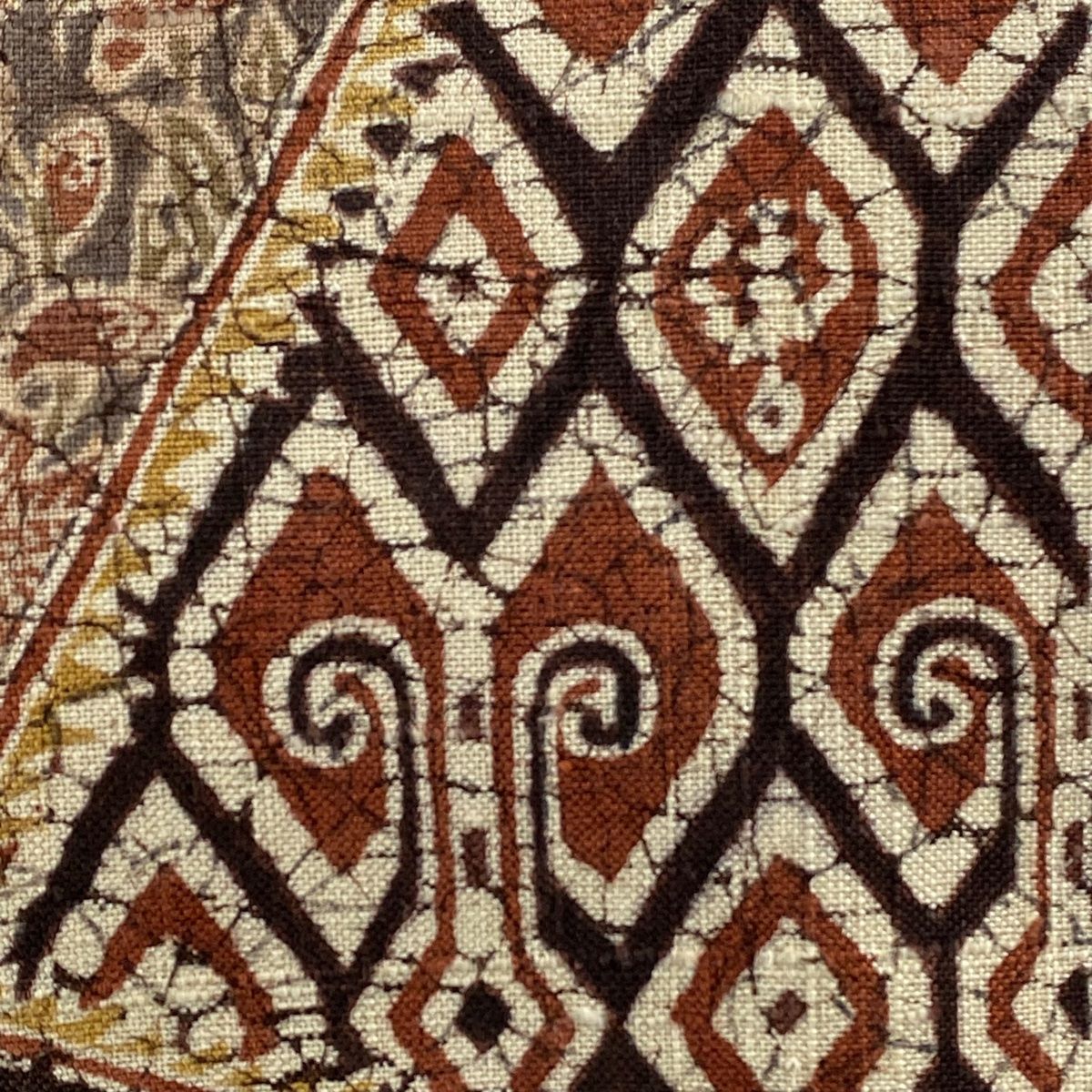 名古屋帯 秀品 紬地 草花 幾何学模様 焦茶色 正絹