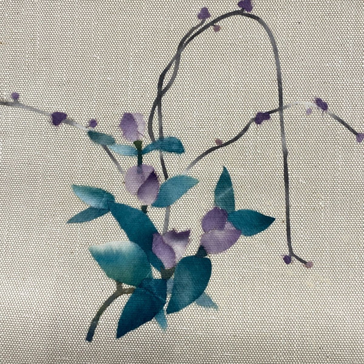 名古屋帯 秀品 八寸名古屋帯 松葉仕立て やまと 草花 ベージュ 正絹