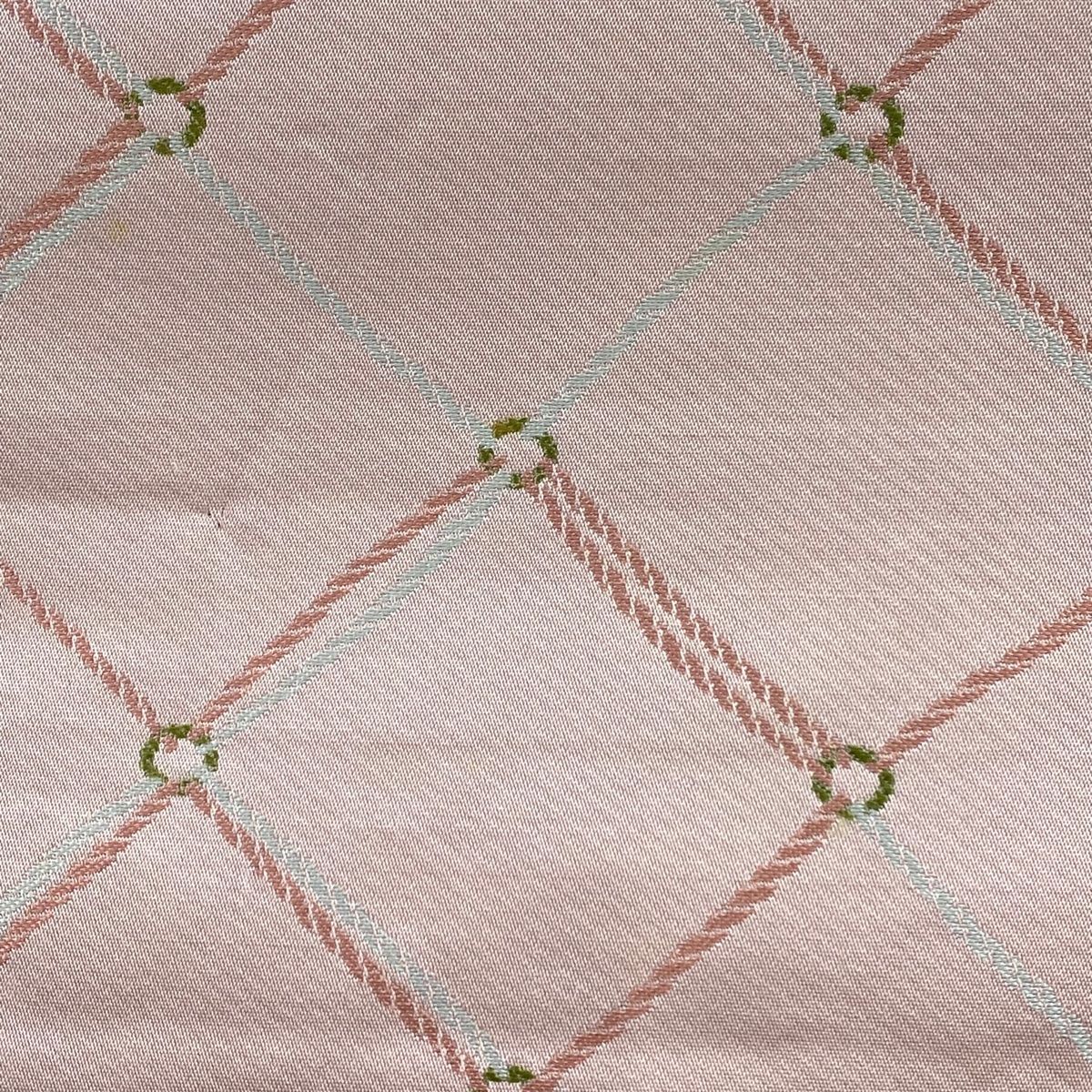 袋名古屋帯 秀品 関西仕立て 紬地 斜め格子 ピンク 正絹