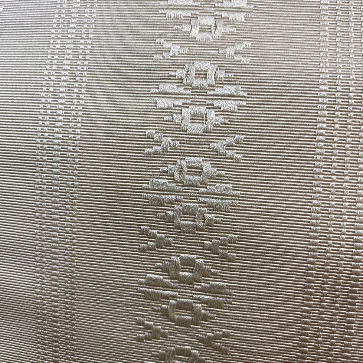 名古屋帯 秀品 証紙 八寸名古屋帯 松葉仕立て 献上柄 縞 博多織 ベージュ 正絹