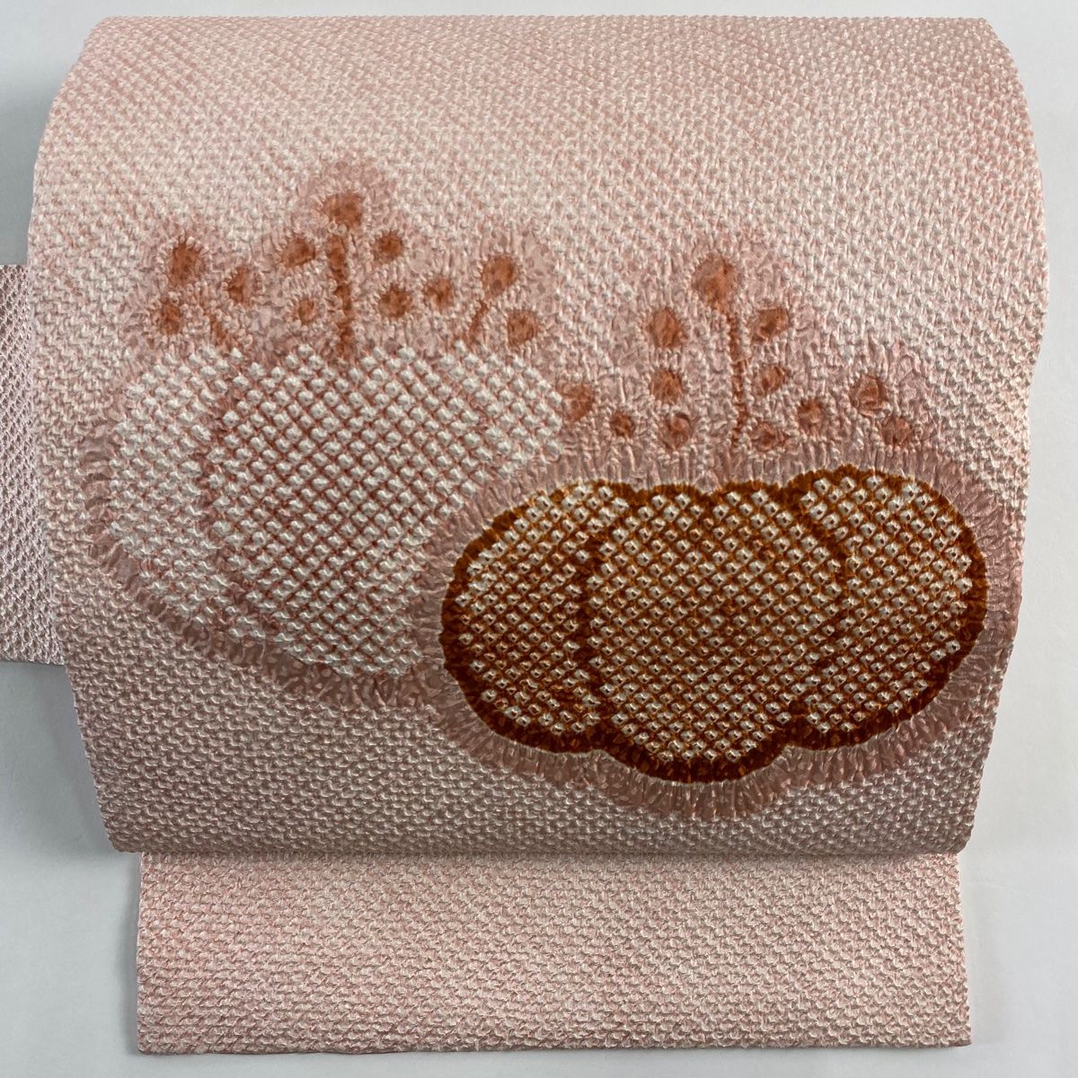 名古屋帯 秀品 桐 絞り ピンクベージュ 正絹