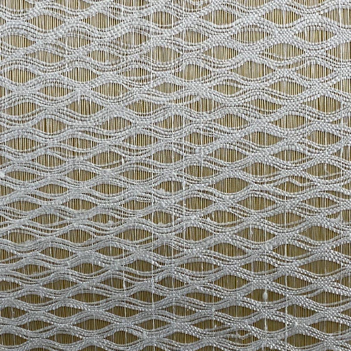 名古屋帯 秀品 夏帯 波 幾何学模様 薄茶色 正絹