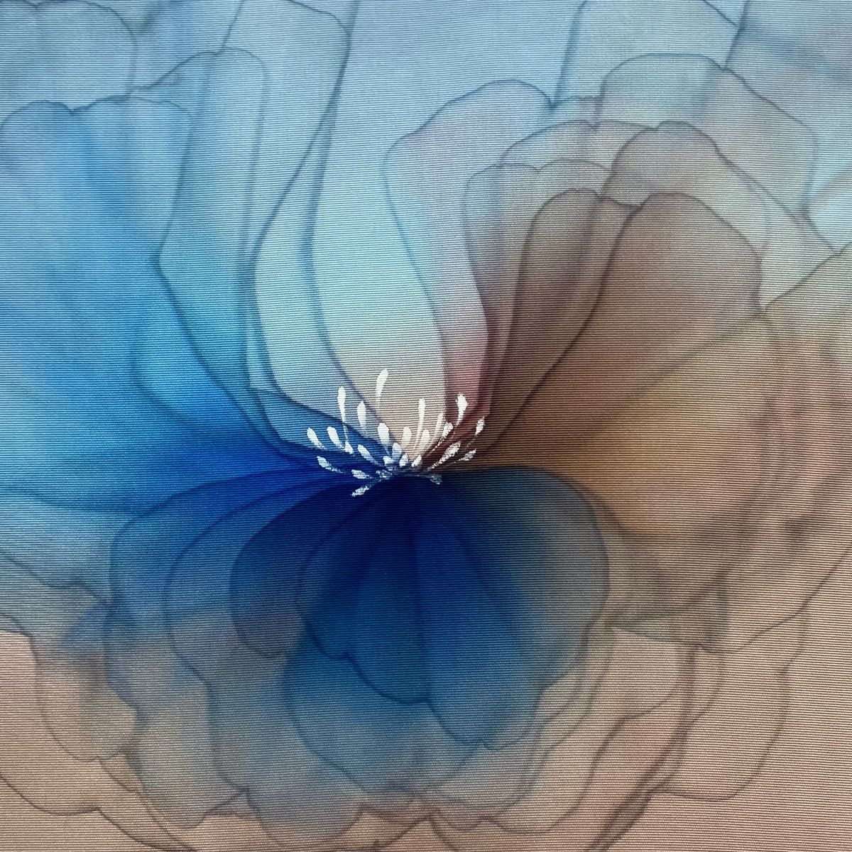 名古屋帯 秀品 大久保玄才 落款 花 染め分け ぼかし クリーム 正絹