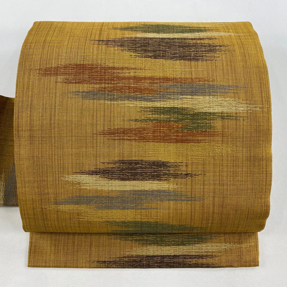 名古屋帯 秀品 霞 金通し 山吹茶色 正絹