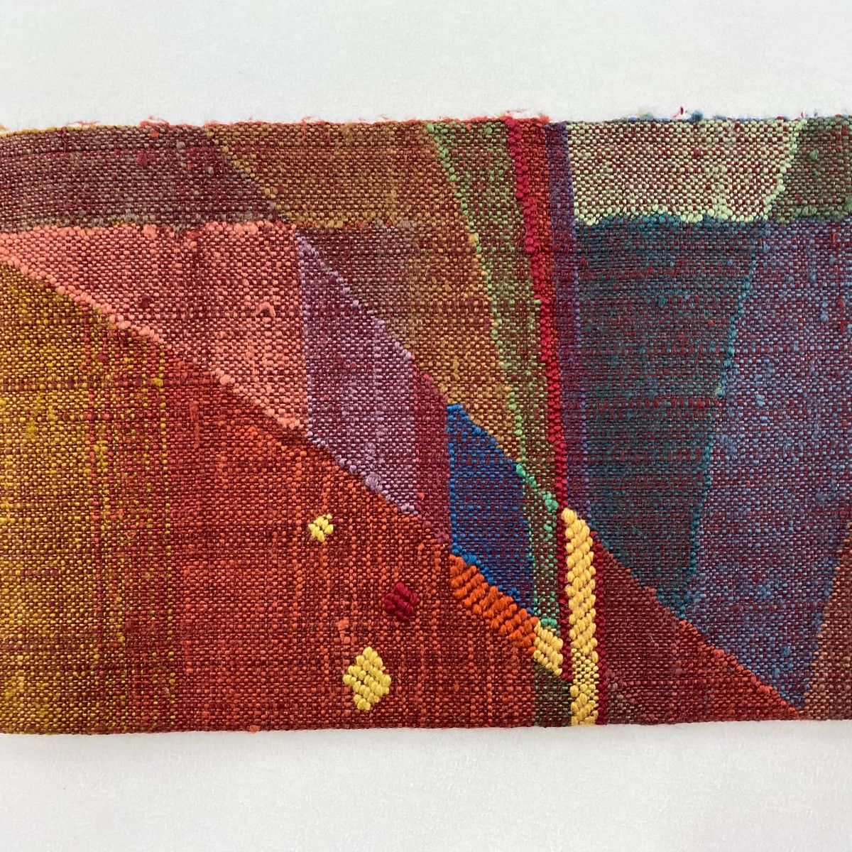  名古屋帯 秀品 紬地 幾何学模様 赤茶 正絹 名古屋帯 帯