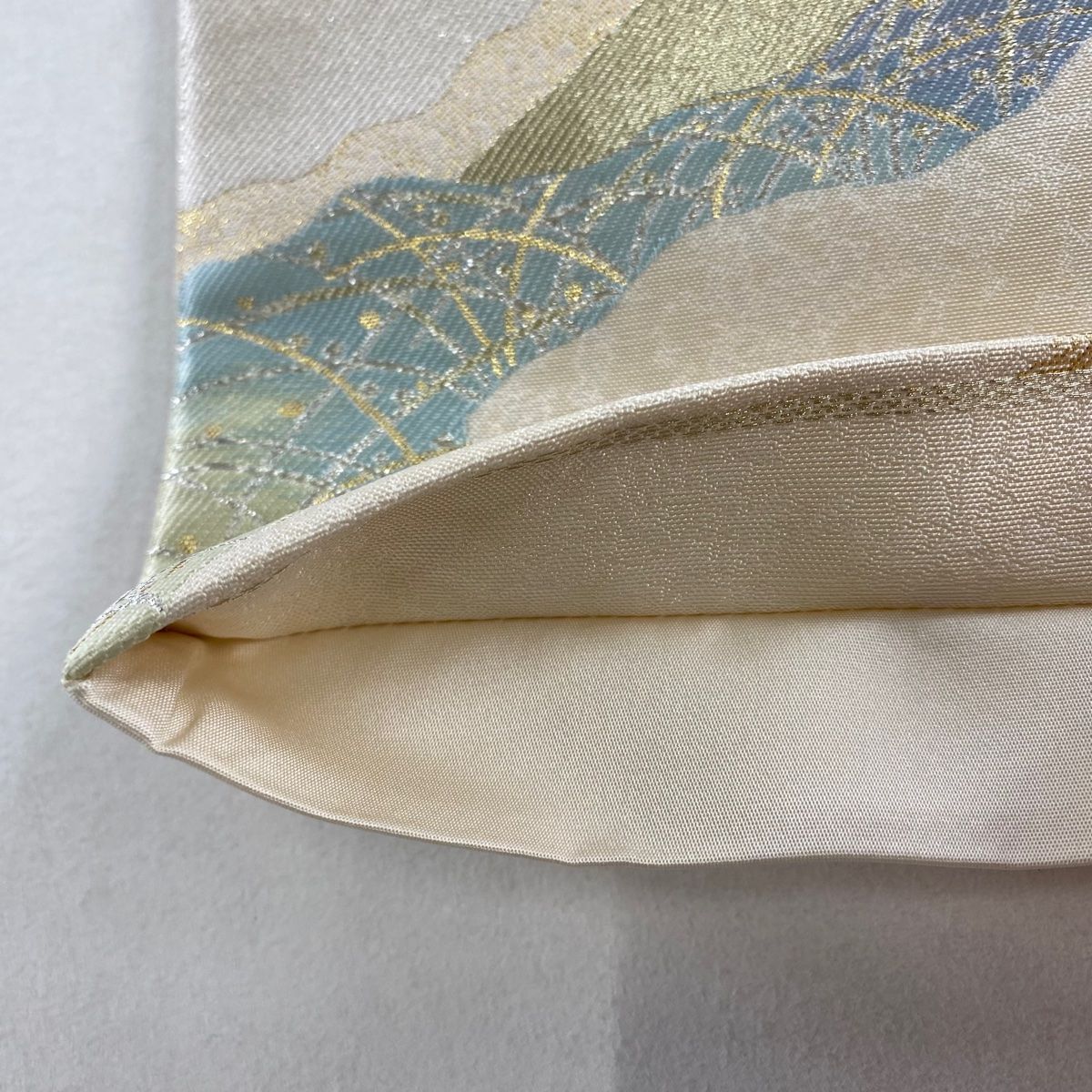  袋帯 秀品 道長取り 月 金銀糸 箔 ベージュ 六通 正絹 袋帯 帯