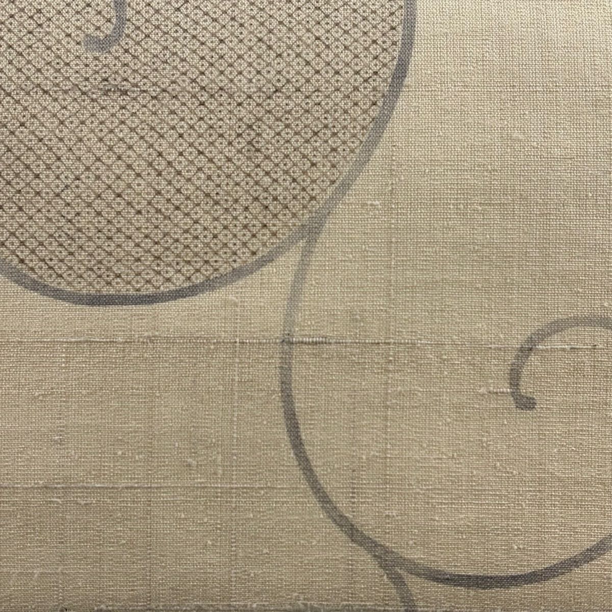 名古屋帯 夏帯 紬地 疋田 唐草 ベージュ 正絹