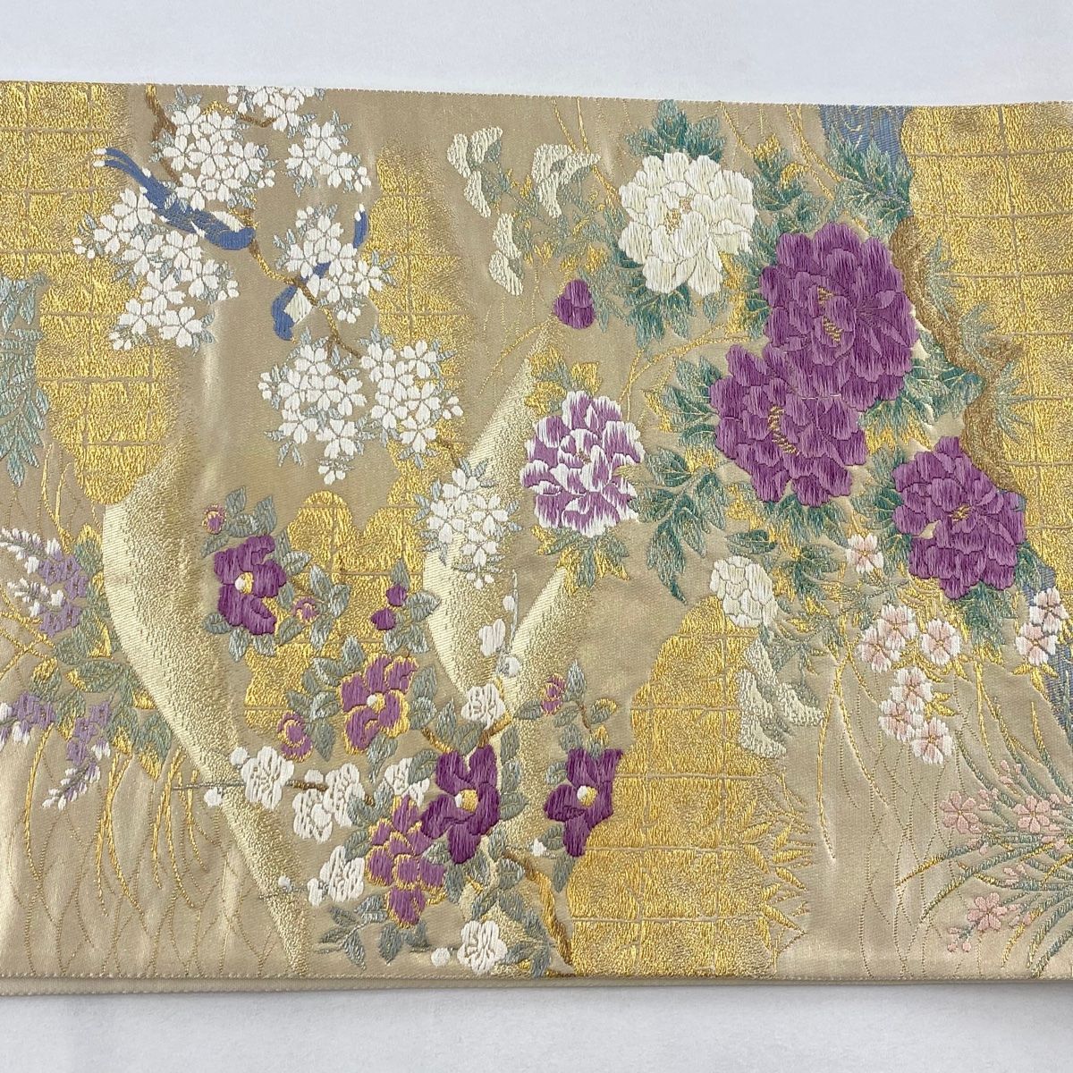 た*ん様 花柄刺繍 袋帯 薄紫 た*ん様 花柄刺繍 袋帯 薄紫