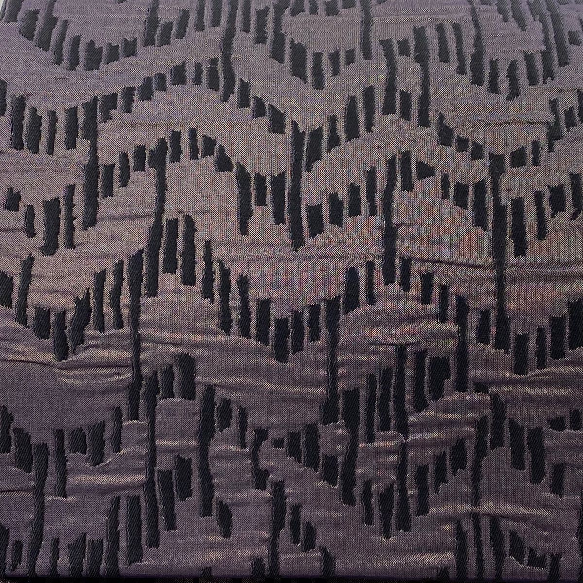 袋帯 幾何学模様 金糸 灰紫 六通 正絹