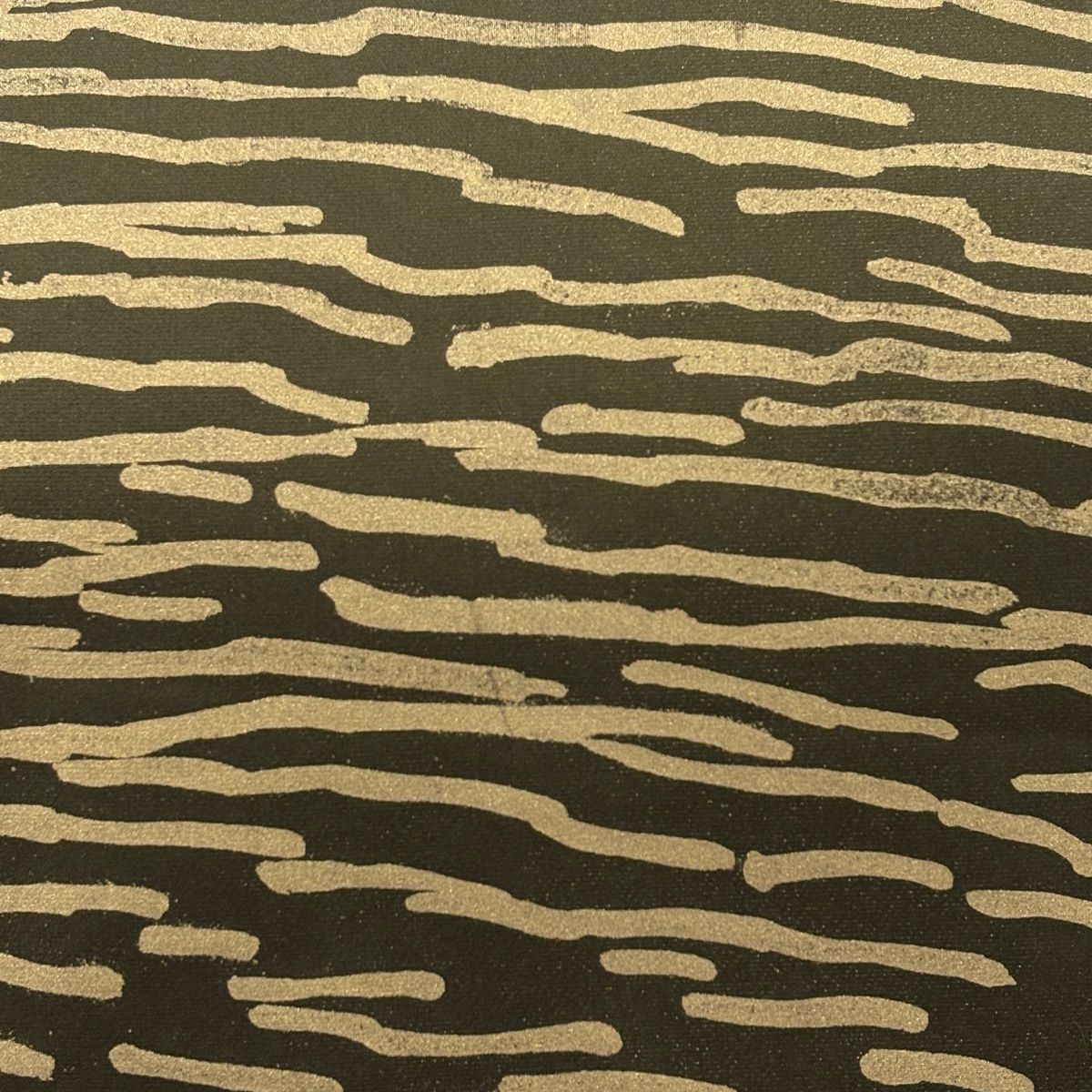 袋帯 幾何学模様 茶緑色 全通 正絹