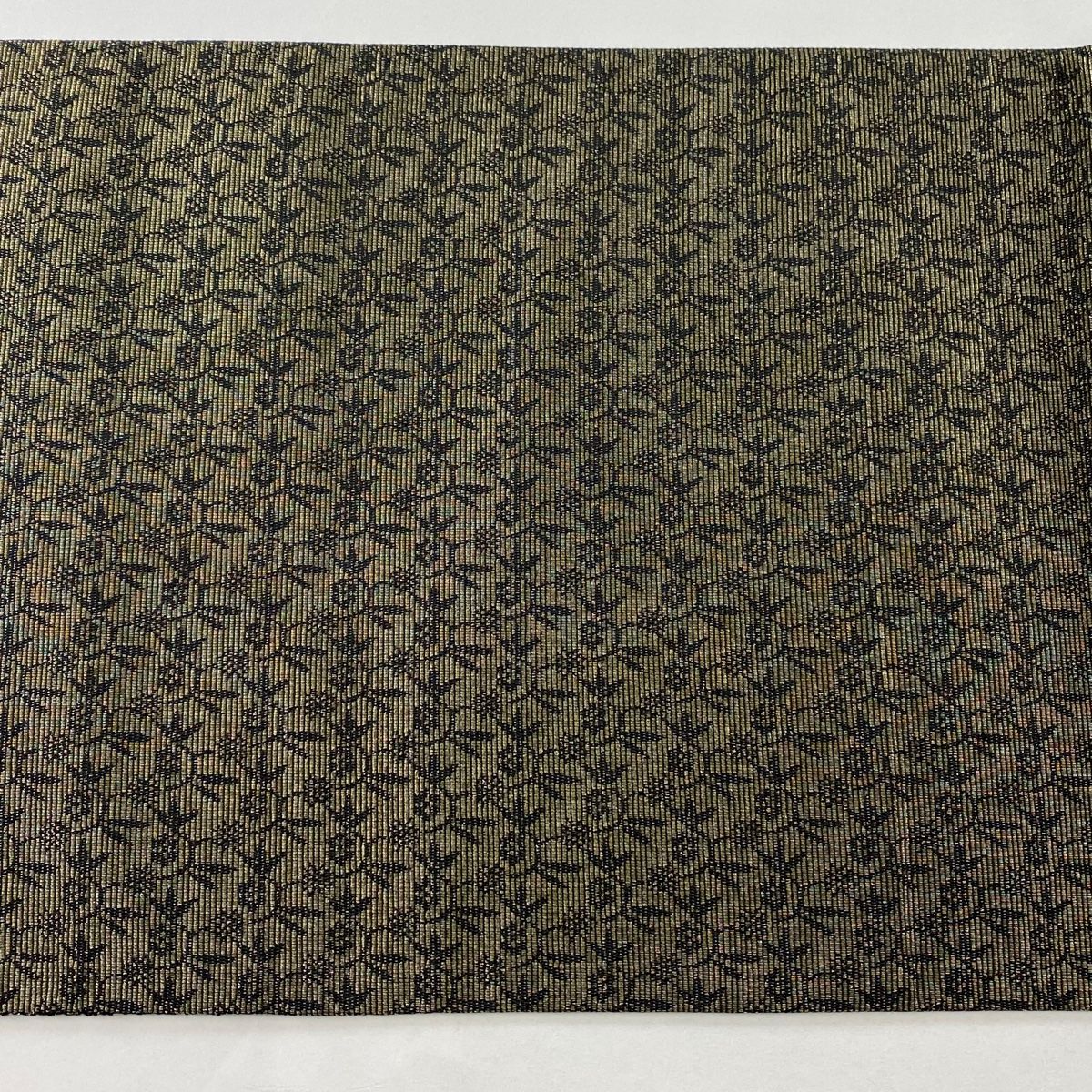  袋帯 草花 箔 切り嵌め 黒 お太鼓柄 正絹 袋帯 帯