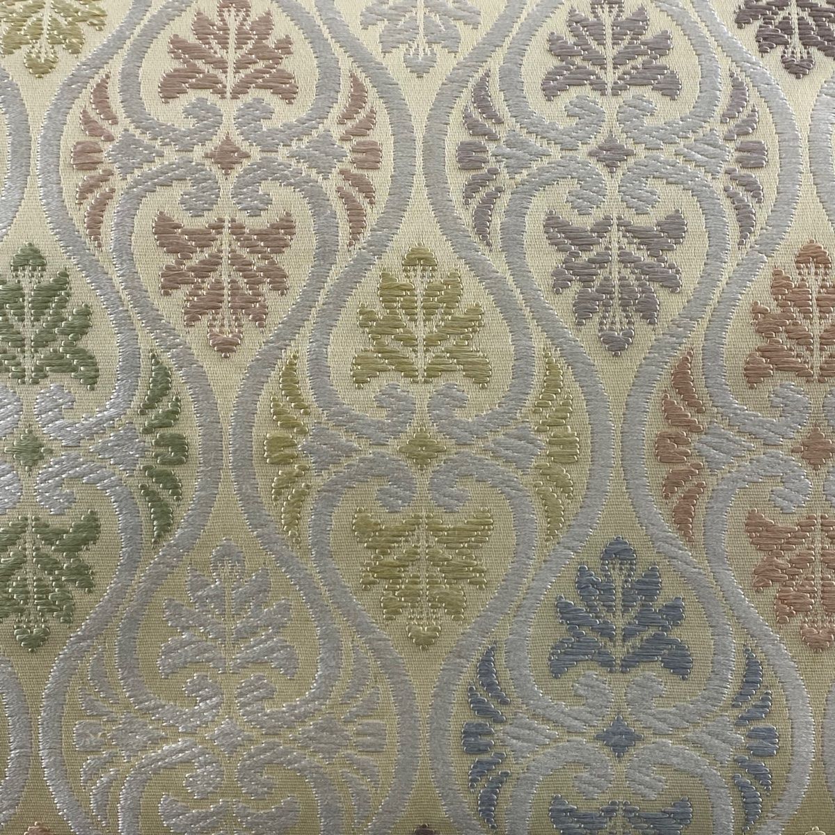 名古屋帯 立涌 花 唐織 ベージュ 正絹