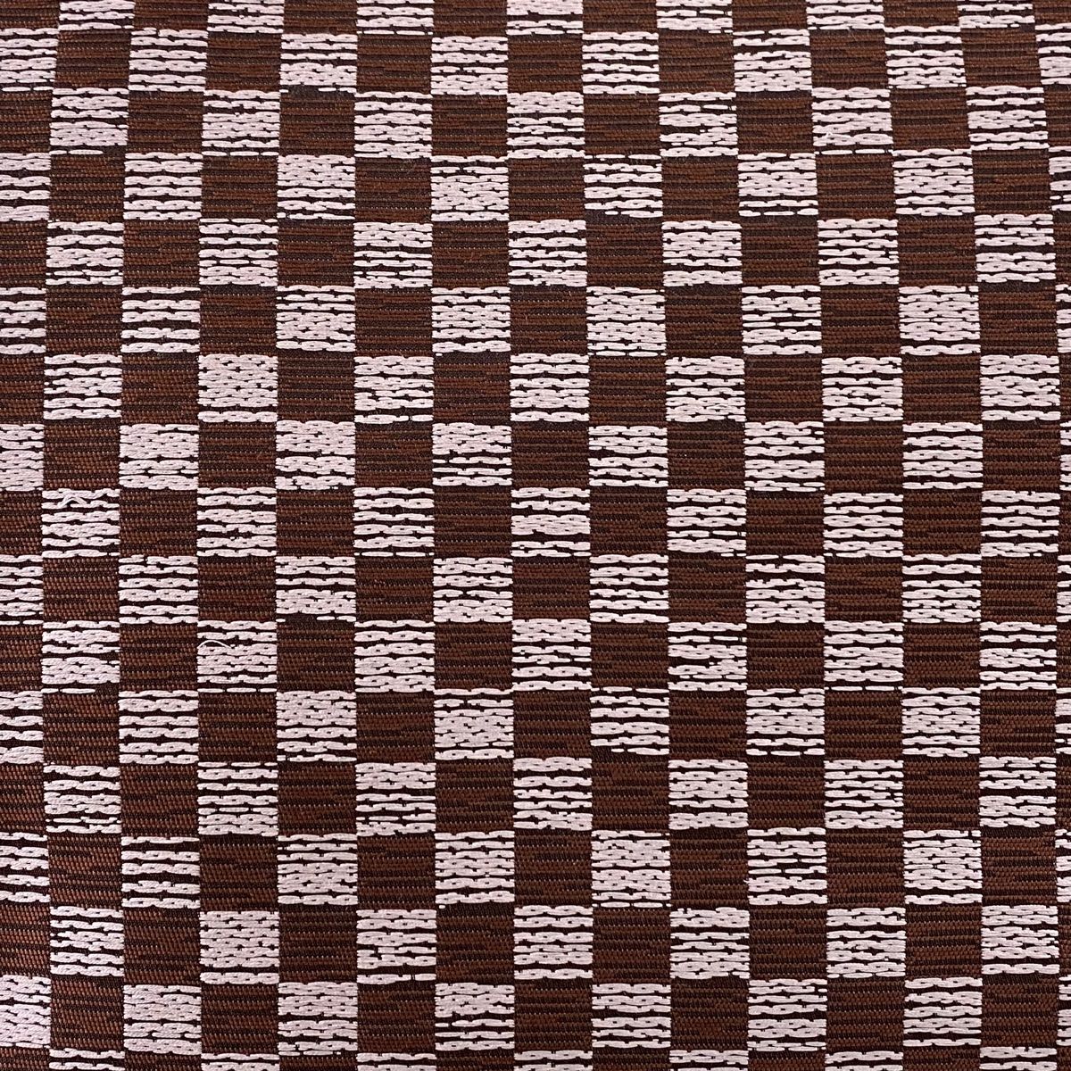 袋帯 市松模様 小豆色 全通 正絹