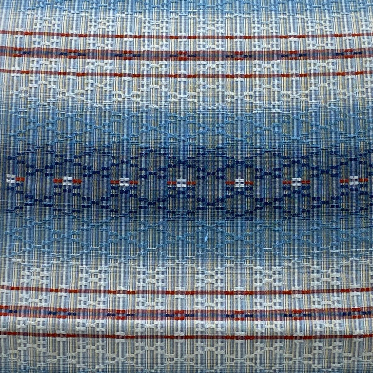 袋帯 縞模様 幾何学模様 青灰色 全通 正絹