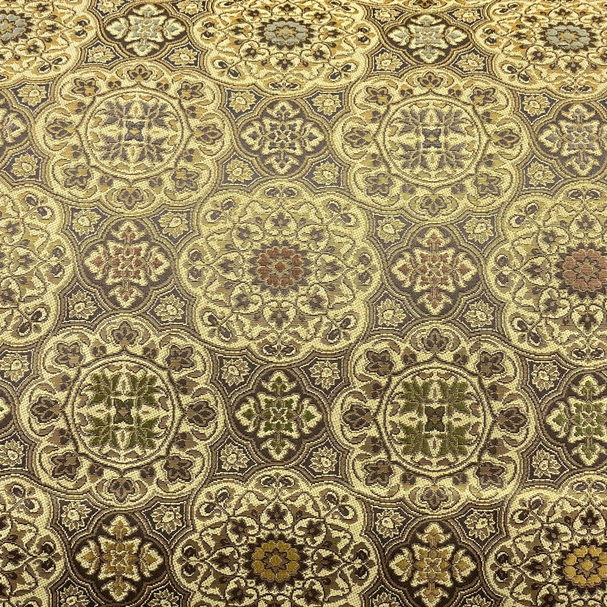 袋帯 箔屋清兵衛 落款 華文 箔 薄黄土色 六通 正絹