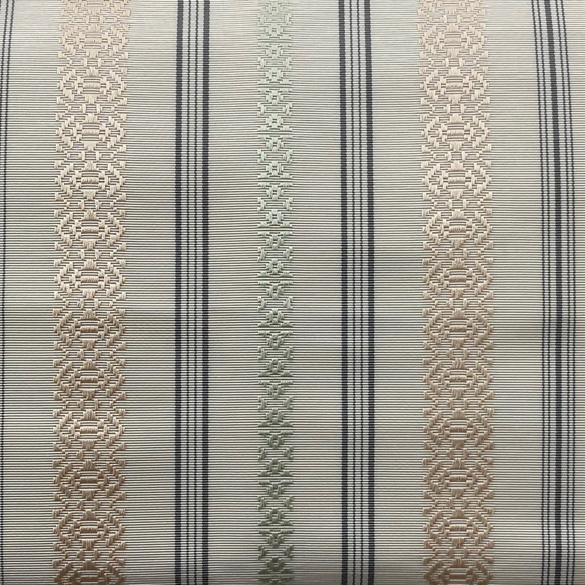 名古屋帯 証紙 縞 独鈷 本場筑前博多織 クリーム 正絹