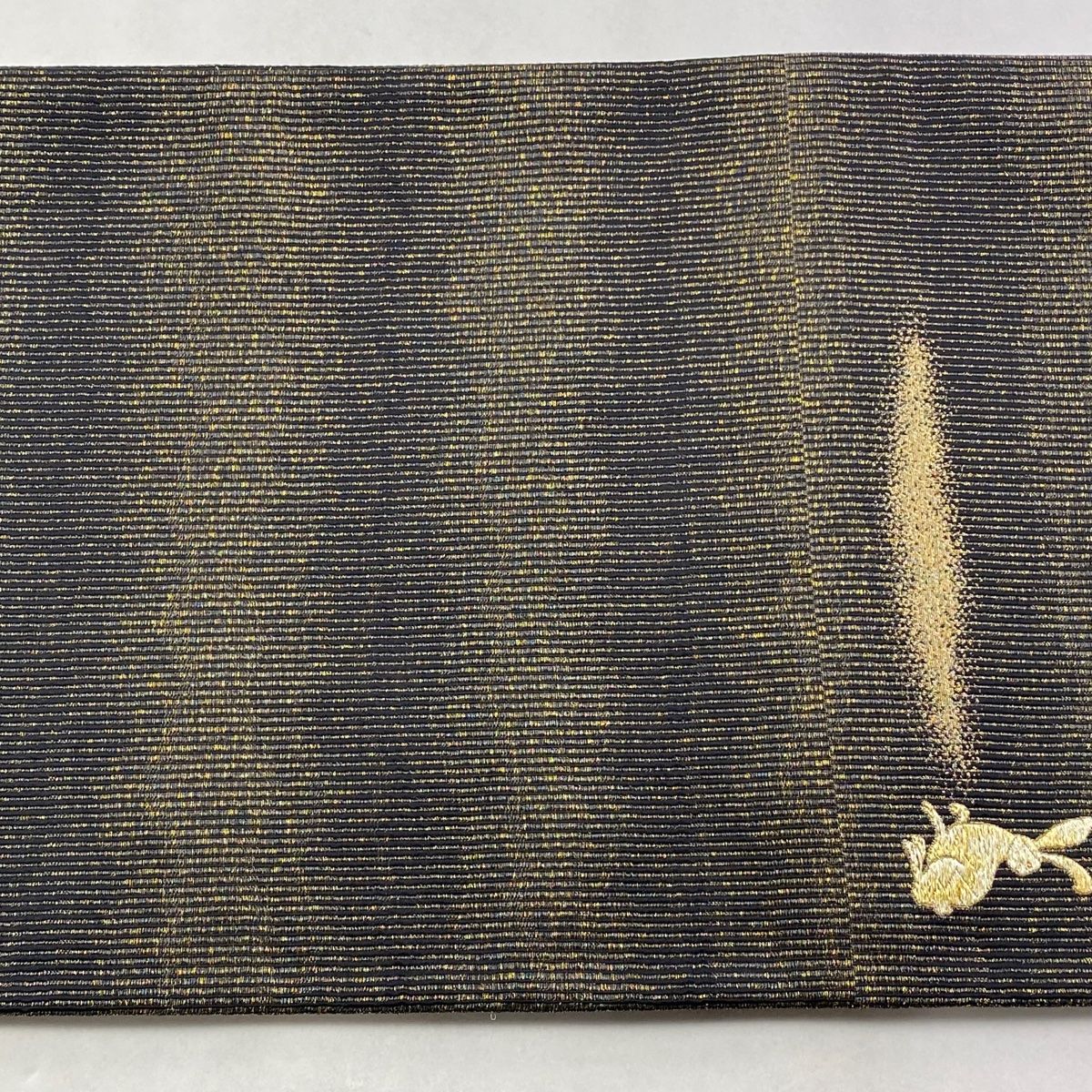  袋帯 うさぎ 霞 金糸 箔 黒 お太鼓柄 正絹 袋帯 帯