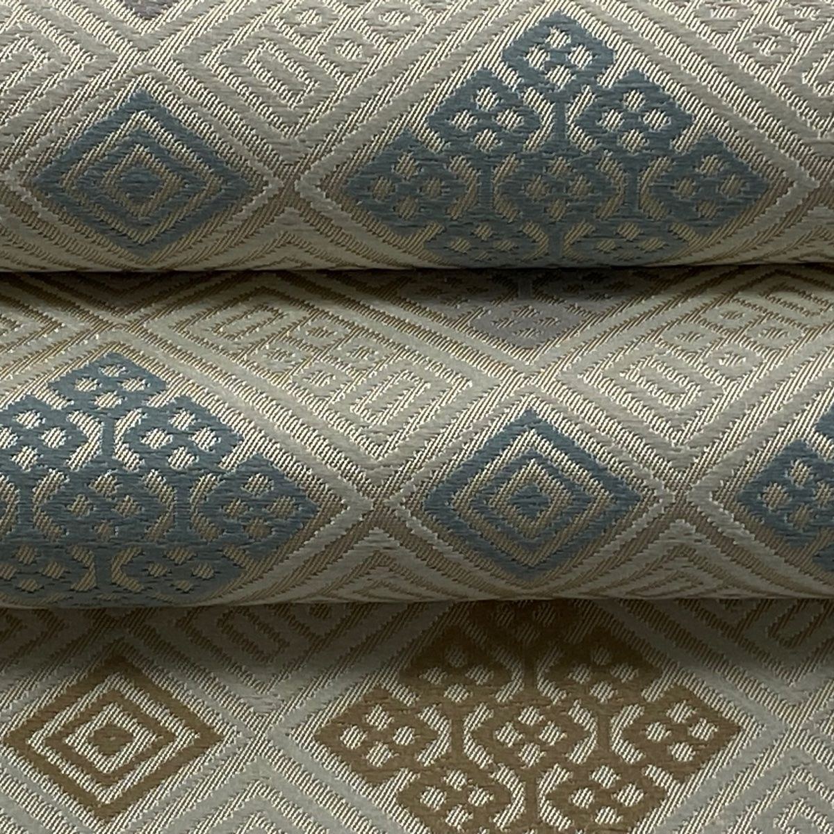  袋名古屋帯 川島織物 落款 菱 幾何学 ベージュ 正絹 名古屋帯 帯