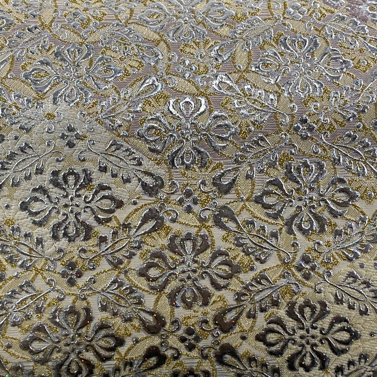 袋帯 和田光正 落款 花菱 金銀彩 金糸 銀色 お太鼓柄 正絹