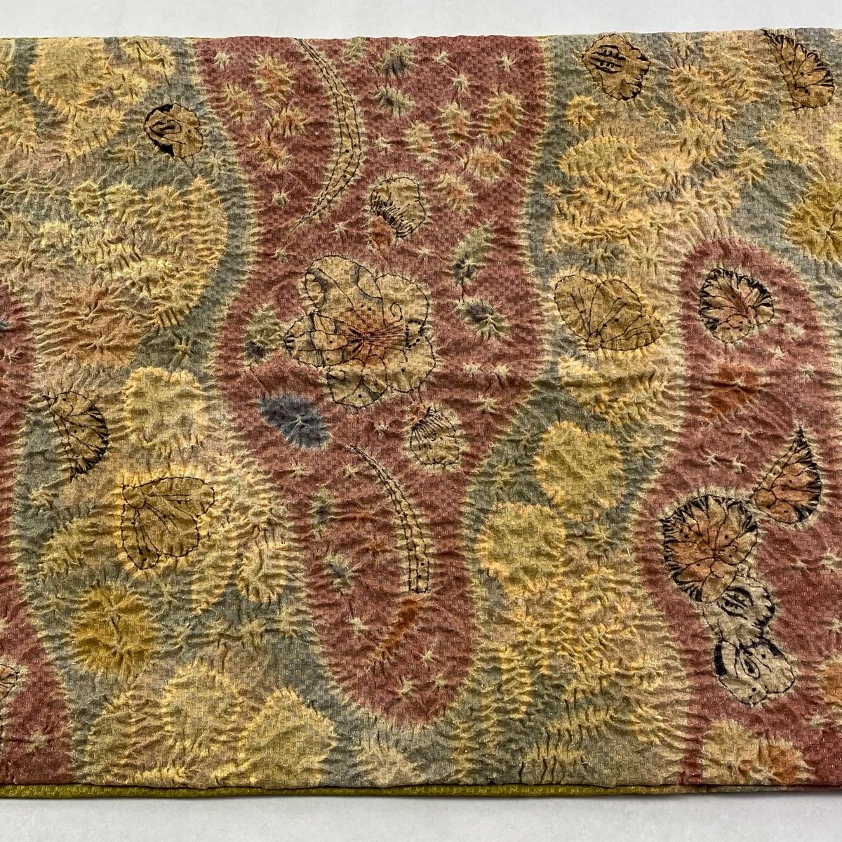  袋帯 落款 草花 絞り 銀糸 ピンク お太鼓柄 正絹 袋帯 帯