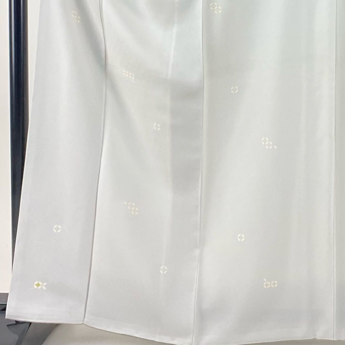小紋 身丈163 cm 裄丈65.5 M 袷 名古屋帯セット 七宝 金彩 灰白 正絹 秀品