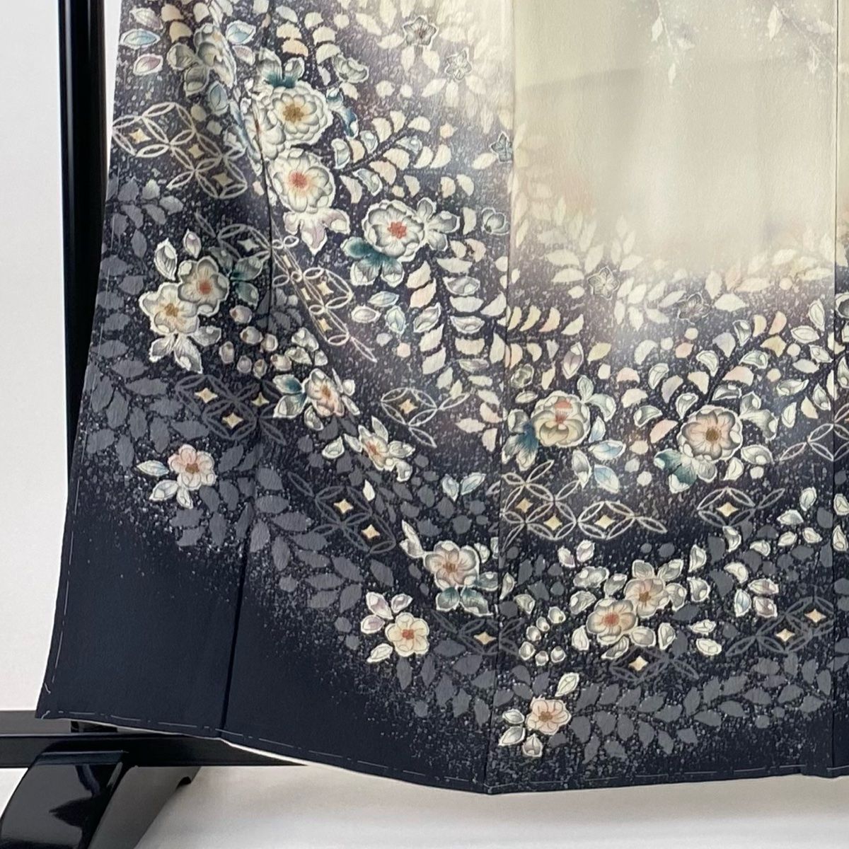 訪問着 身丈160 cm 裄丈63 S 袷 袋帯セット 落款 辻が花柄 染め分け 絞り ベージュ 正絹