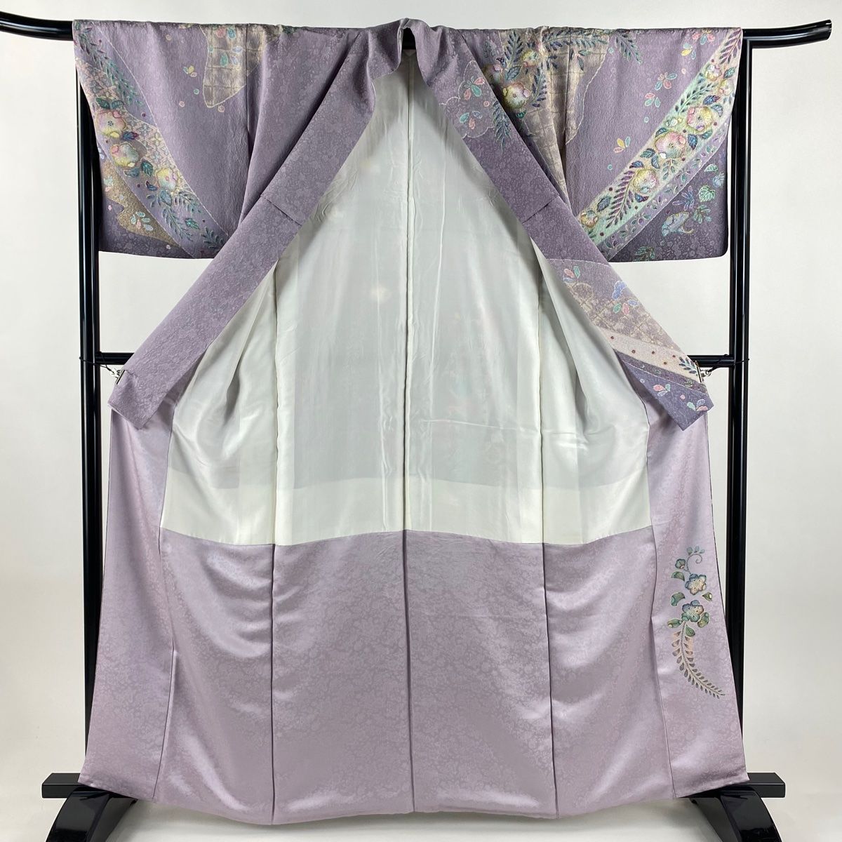 美品】 訪問着 身丈162cm 裄丈66.5cm M 袷 袋帯セット 辻が花柄 入子粉