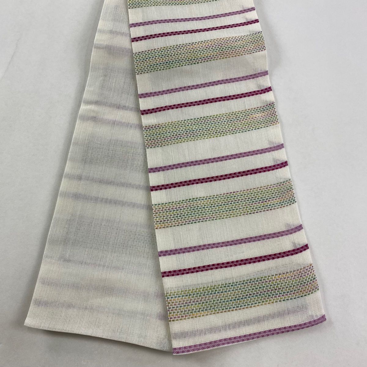 美品】半幅帯 優品 夏帯 撫松庵 横段 縞 クリーム 麻 【中古】 - メルカリ