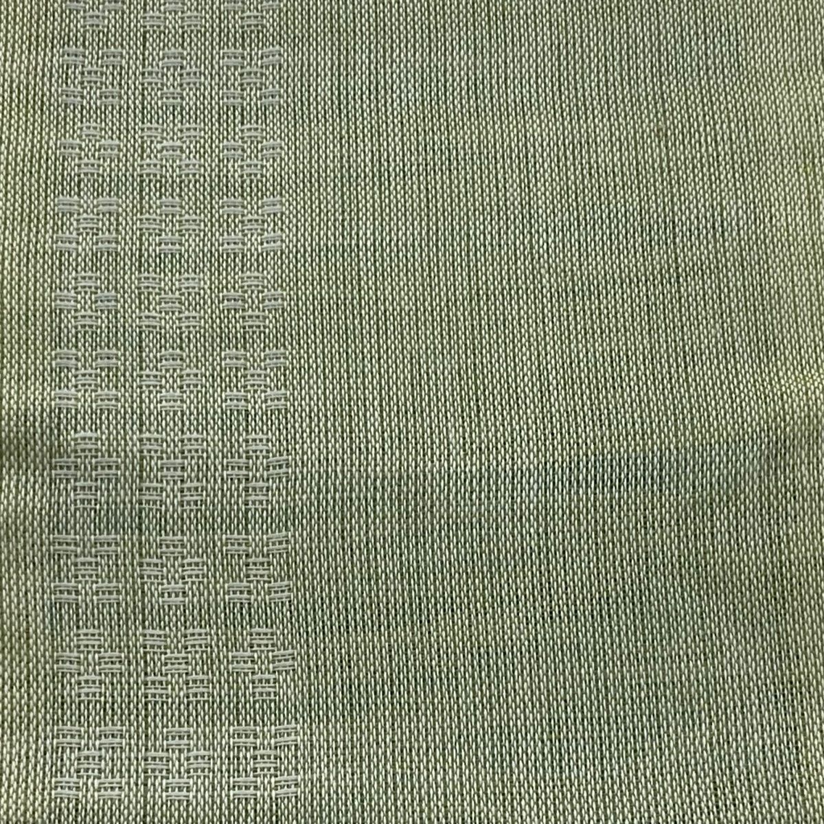 半幅帯 優品 夏帯 幾何学模様 薄緑 麻