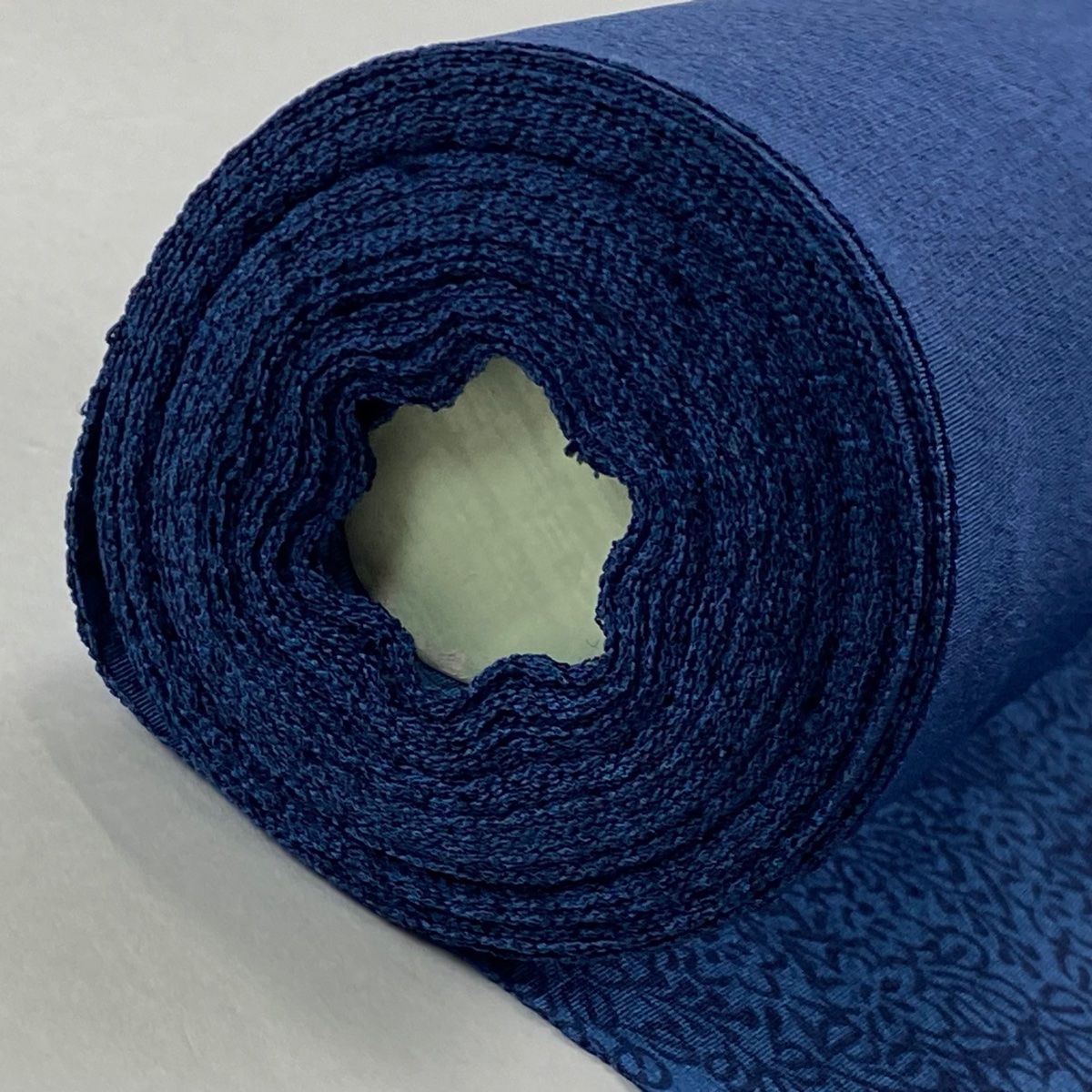  反物 秀品 小紋 草花 波 藍染 藍色 正絹 小紋 着物反物