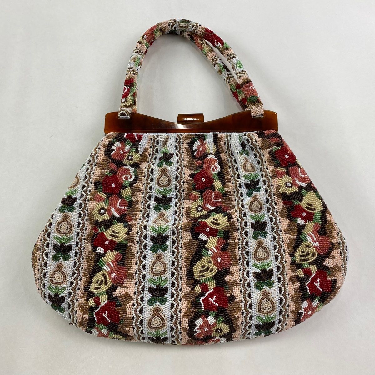  和装バッグ 秀品 ビーズバッグ フォーマル 草花 ピンク ビーズ 和装小物 和装用バッグ 着物 浴衣