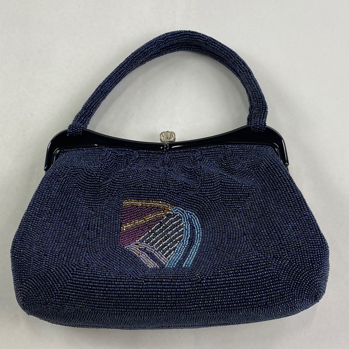  和装バッグ 秀品 ビーズバッグ フォーマル 花 青紫 ビーズ 和装小物 和装用バッグ 着物 浴衣