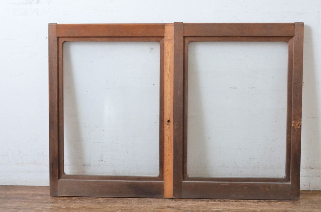 現状販売 ガラス窓2枚セット ビンテージ建具 シンプル 引き戸 ガラス戸 ヴィンテージ 4~7営業日前後で発送 修理加工希望の方3ヶ月程で発送