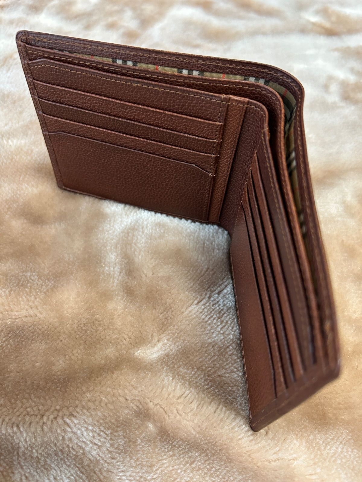 バーバリー二つ折り財布コンパクトウォレットさいふサイフ札入れメンズレディースユニセックス男女兼用男性用紳士女性用婦人ブラウン茶