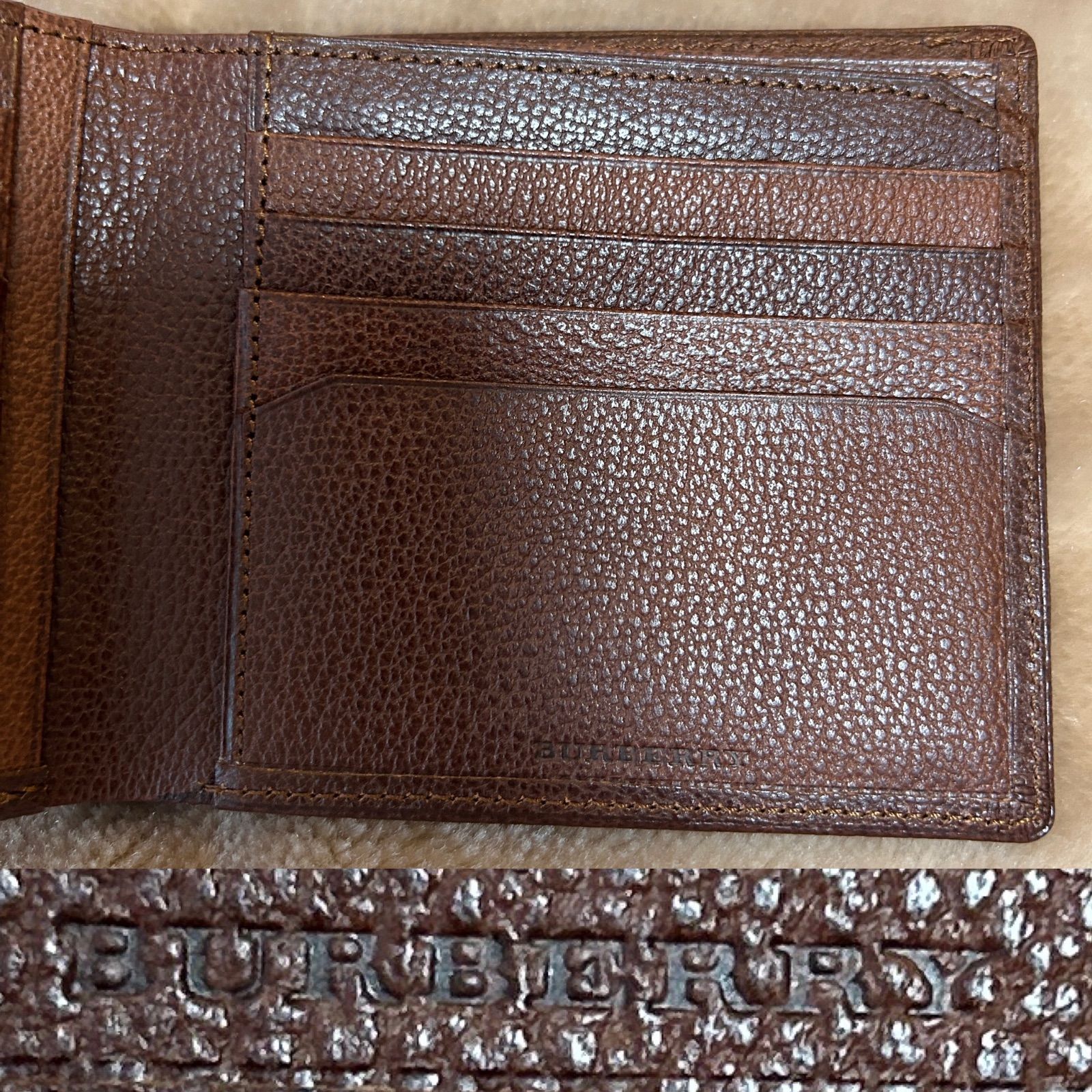 バーバリー二つ折り財布コンパクトウォレットさいふサイフ札入れメンズレディースユニセックス男女兼用男性用紳士女性用婦人ブラウン茶