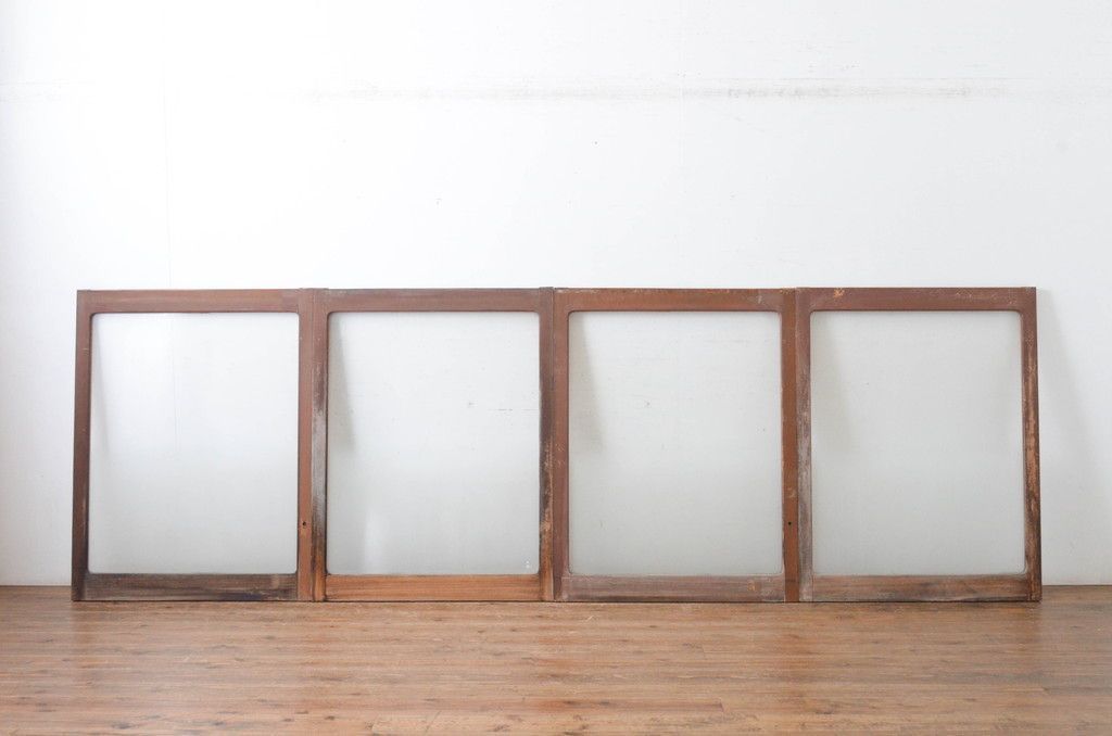 現状販売 窓4枚セット ビンテージ建具 シンプル 大判ガラス 引き戸 ガラス戸 ヴィンテージ 4～7営業日前後で発送 修理加工希望の方3ヶ月程で発送 R-065017