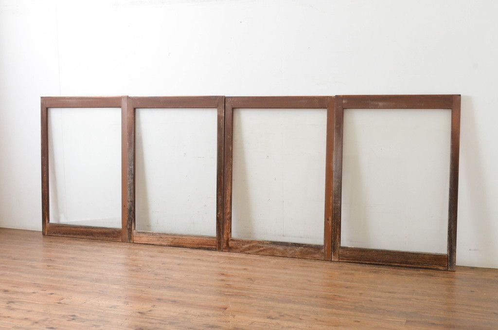 現状販売 窓4枚セット ビンテージ建具 シンプル 大判ガラス 引き戸 ガラス戸 ヴィンテージ 4～7営業日前後で発送 修理加工希望の方3ヶ月程で発送 R-065018