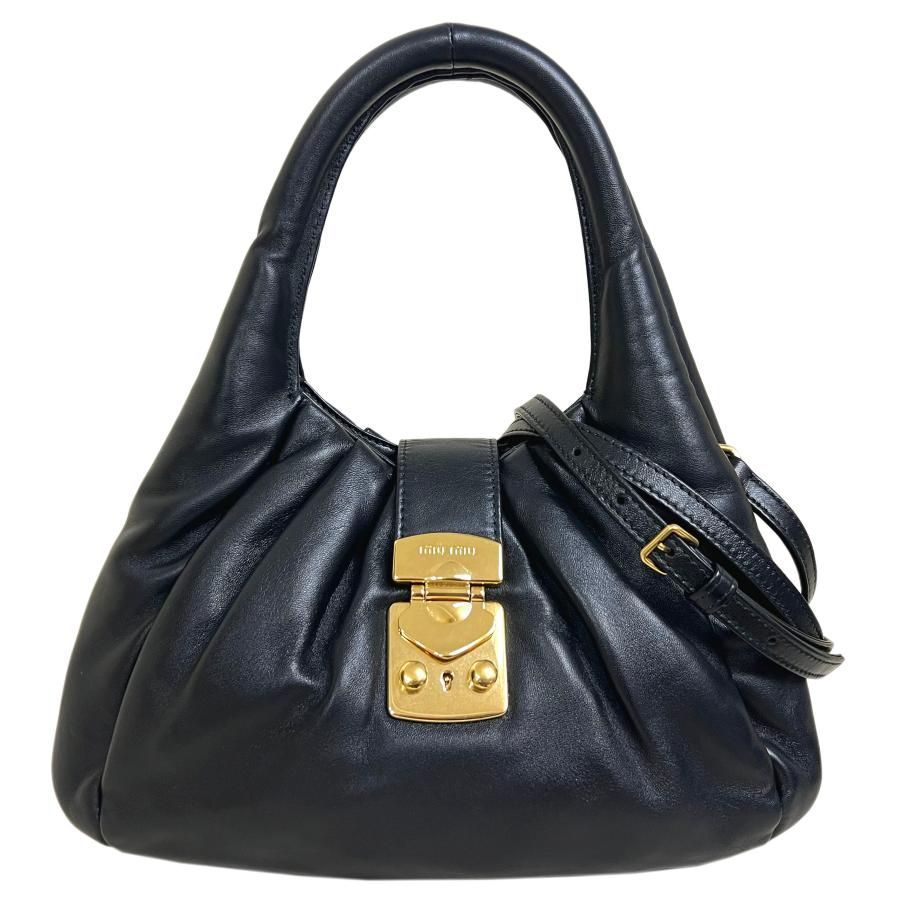 MIUMIU ミュウミュウ バッグ ナッパレザー 2WAY ハンド 肩掛け ショルダー ブラック 黒