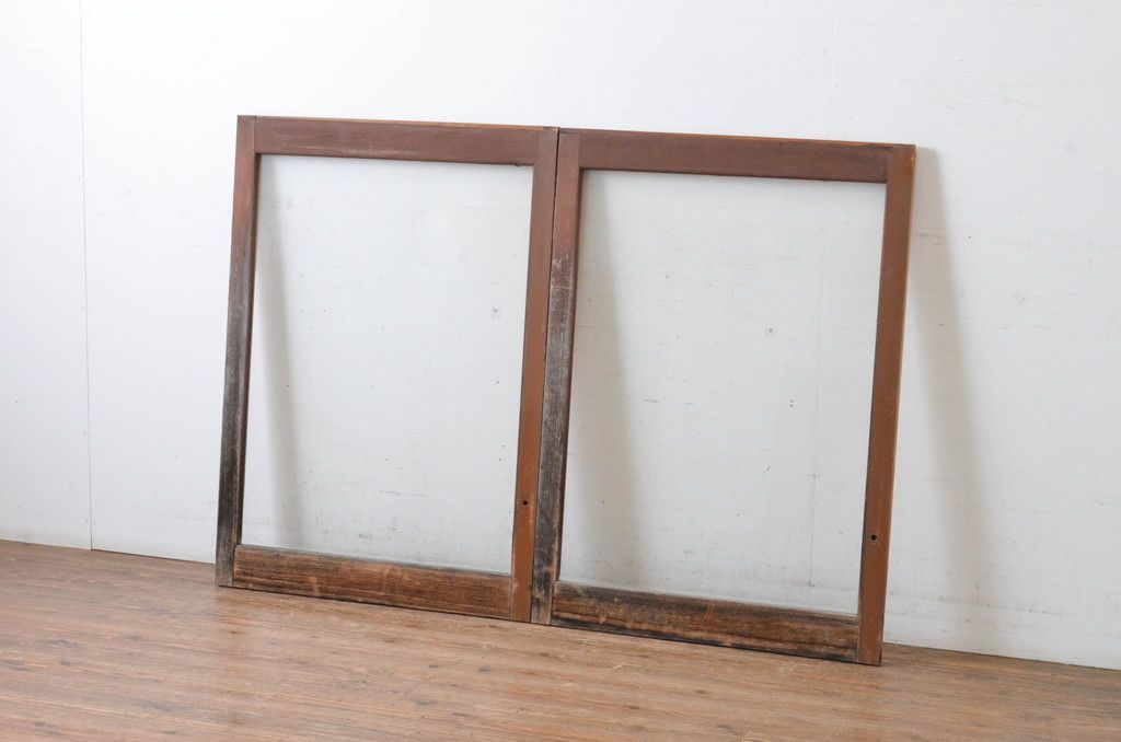 現状販売 窓 セット ビンテージ建具 大判ガラス シンプル 引き戸 ガラス戸 ヴィンテージ 4～7営業日前後で発送 修理加工希望の方3ヶ月程で発送 R 065019