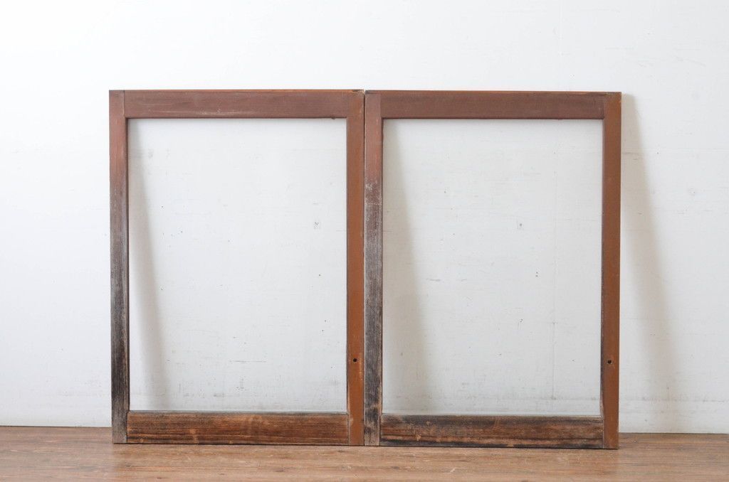 現状販売 窓2枚セット ビンテージ建具 大判ガラス シンプル 引き戸 ガラス戸 ヴィンテージ 4~7営業日前後で発送 修理加工希望の方3ヶ月程で発送 R-065019