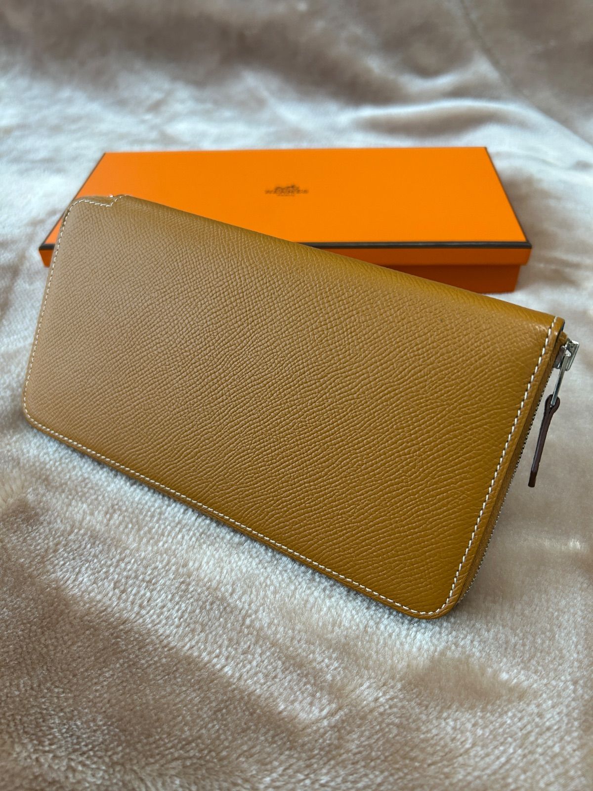 エルメスアザップシルクインロング小銭入れ有ラウンドファスナー長財布レディース女性用ラウンドジップロングウォレットユニセックス茶