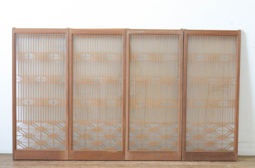 現状販売 書院戸4枚セット 和製ビンテージ 両面ガラス 窓 引き戸 ガラス戸 ヴィンテージ 4～7営業日前後で発送 修理加工希望の方3ヶ月程で発送 R-065020